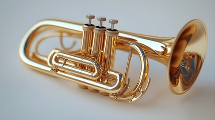 Obraz premium High-definition photo of a bugle horn focusing on its gleaming brass surface