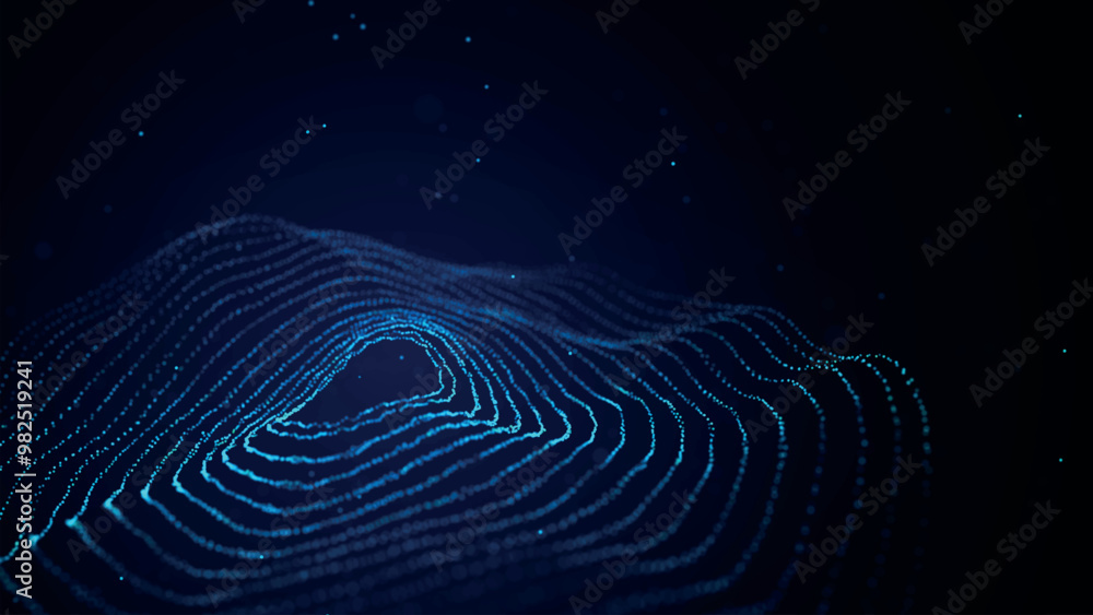 Poster abstract background with dynamic wave. circular wave of dots. musical sound wave. dark background. b