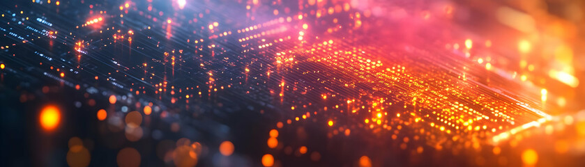 Obraz premium Futuristic Glowing Abstract Background Featuring Merging Data Icons and Corporate Acquisition Symbols for Business and Financial Marketing