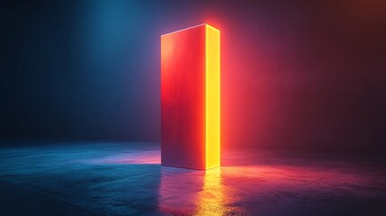 A red box with a glowing orange light on top of it