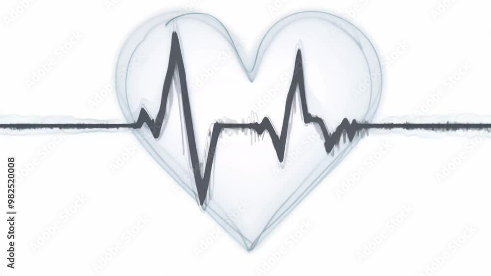 Poster A heartbeat line transitions into a heart shape, visually representing the connection between health and emotional well-being in a simple and clean design.