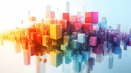 Obraz premium 3D Glowing Retail Abstract Dynamic Colors - Vibrant Digital Art Design for Business Promotions on White Background