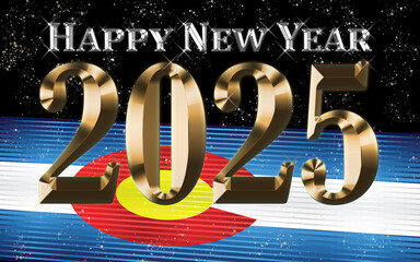 Happy New Year 2025 with Colorado flag - Illustration,
2025 HAPPY NEW YEAR NUMERALS