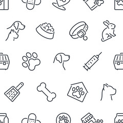 Veterinary icons seamless pattern isolated on white vector illustration.