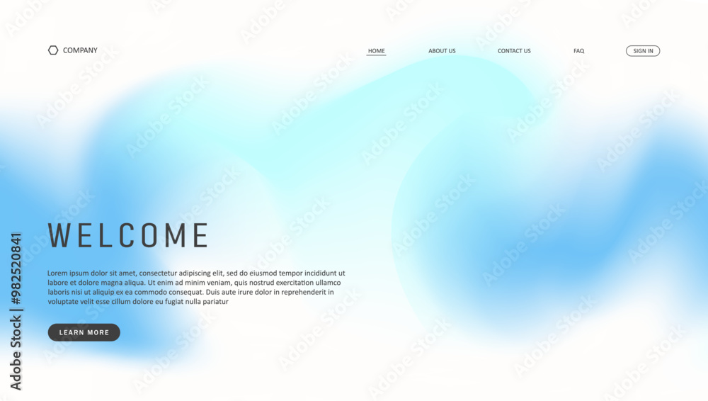 Poster abstract wave futuristic design of landing page. retro gradient mesh website design