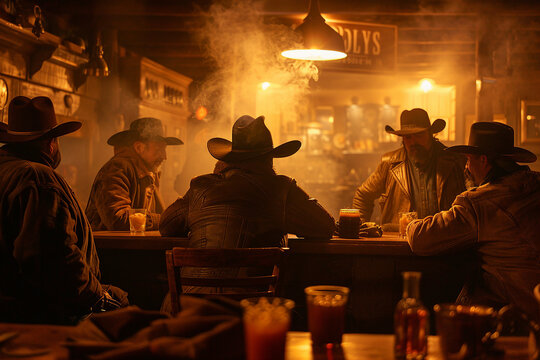 Dramatic western movie scene personage harsh brutal cowboy beautiful cowgirl, Generative AI