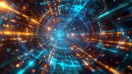 Futuristic Sci-Fi Light Tunnel with Energy Flow