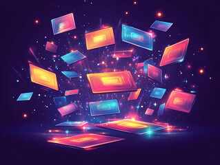 Vibrant Flat Glowing Abstract Coupon Design with Dynamic Lights for Retail Promotions and Discounts | Modern Digital Art for Online Sales and Marketing