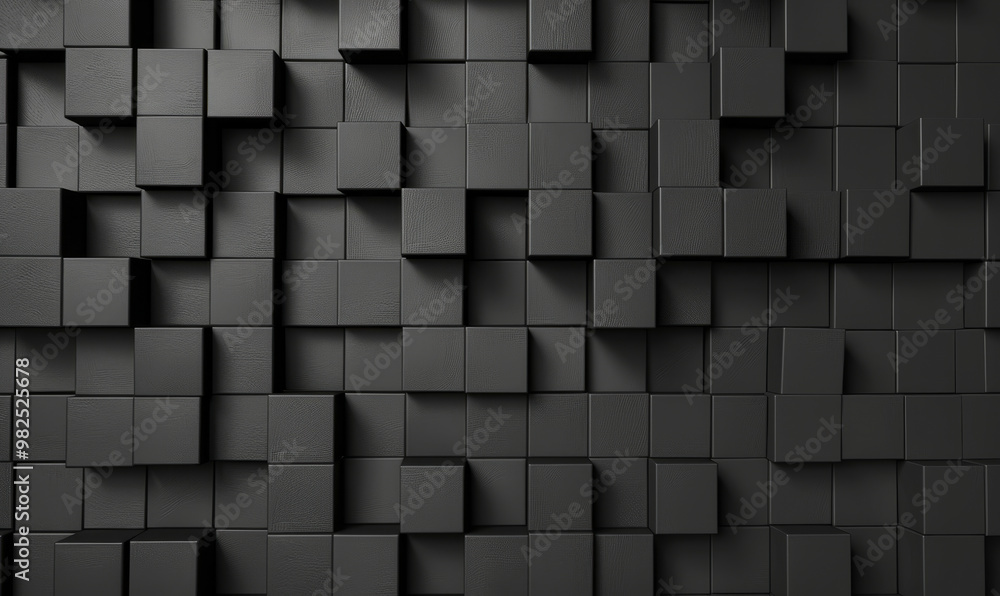 Poster dynamic 3d rendering of black cubes pattern for modern background textures and abstract concepts in 