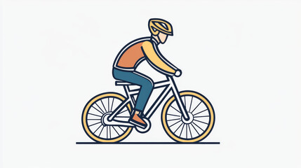 A simple line drawing of someone riding a bicycle. It represents exercise, transportation, and recreation. The image can be used for fitness, commuting, or leisure activities.