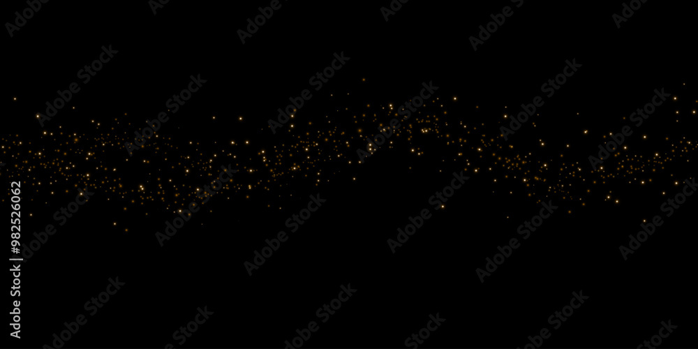 Poster the dust sparks and golden stars shine with special light. vector sparkles on a transparent backgrou