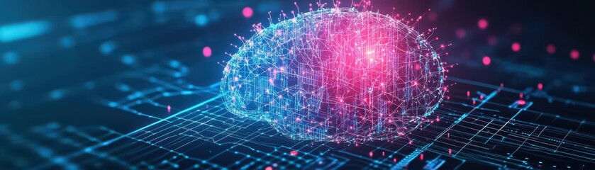 Obraz premium An abstract digital brain with neurons representing complex rate analysis and micro data points