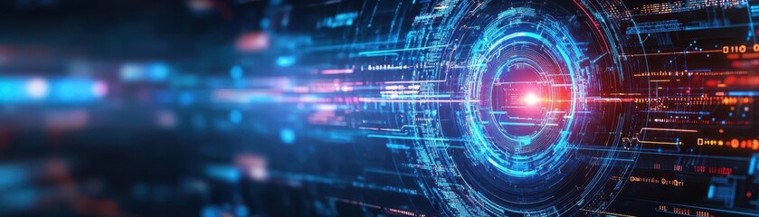 Advanced cloud technology, holographic data processing, efficient workflow display, futuristic tech environment