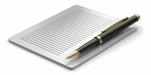 3D Isolated Business Contract and Pen Icon - Professional Vector Design for Corporate Branding, Legal Services, and Business Promotions on White Background