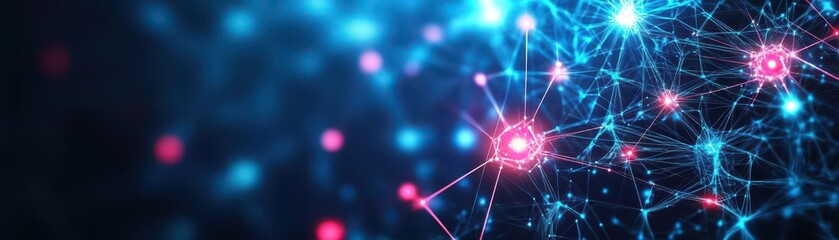 Fototapeta premium A network of interconnected data streams forming a glowing neural web representing automated business intelligence and decisionmaking processes