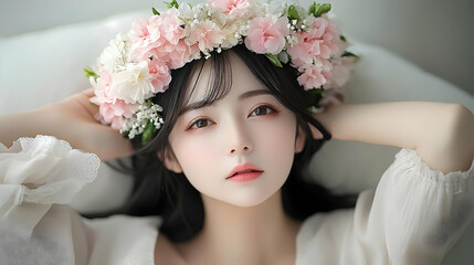 Beautiful Woman in Flower Crown