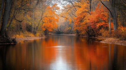 Autumn Reflections on a Serene River
