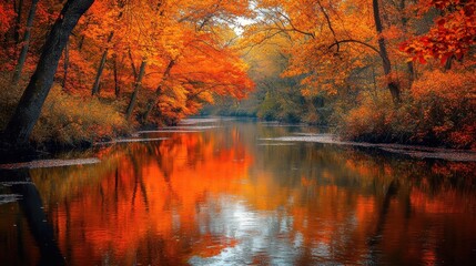 Autumn Reflections in a Forest Stream