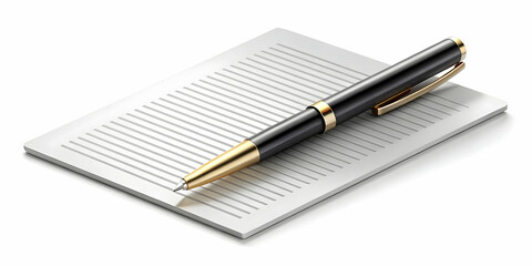Naklejka premium 3D Isolated Business Contract and Pen Icon - Professional Vector Design for Corporate Branding, Legal Services, and Business Promotions on White Background