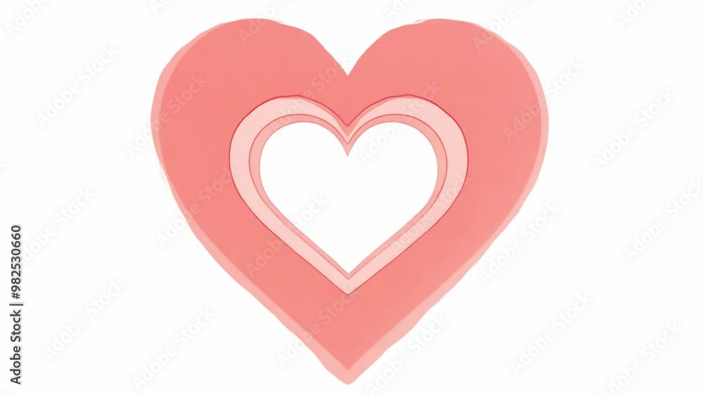 Poster a soft pink heart shape outlined in a lighter shade sits on a plain white background, evoking feelin
