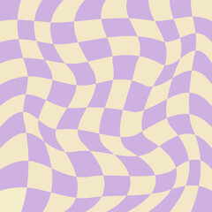 Seamless pattern. Y2K retro background. Distorted checkered wavy swirl chess, trendy trippy style. Vector illustration.