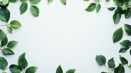 Fototapeta premium Aesthetic Flat Lay of Vibrant Green Leaves on Clean White Background for Nature Blogs