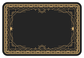 Magic style simple frame with ornate elegant border, mystic banner in tarot cards style, vector