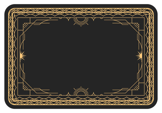 Magic style simple frame with ornate elegant border, mystic banner in tarot cards style, vector
