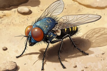 A Detailed Illustration of a Fly