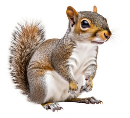 Fototapeta premium PNG Cute gray squirrel climbing on a tree branch