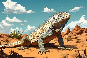 Obraz premium Iguana in a Desert Landscape