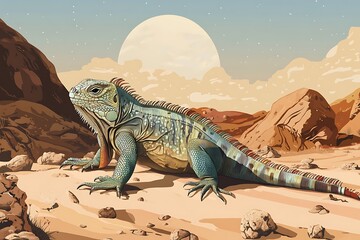 Iguana Under the Moon