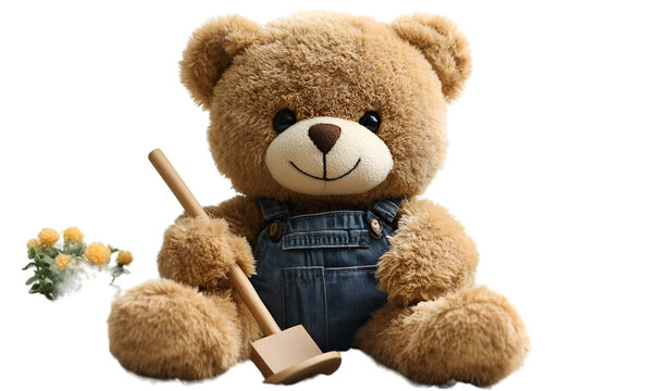 recommend clip art: a teddy bear holding a broom. 