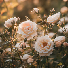 Peach Fuzz rose blooming in the snow, surrounded by the beauty of nature and petals