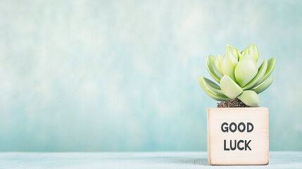 Good Luck typography written with wooden letter - Clean background. 