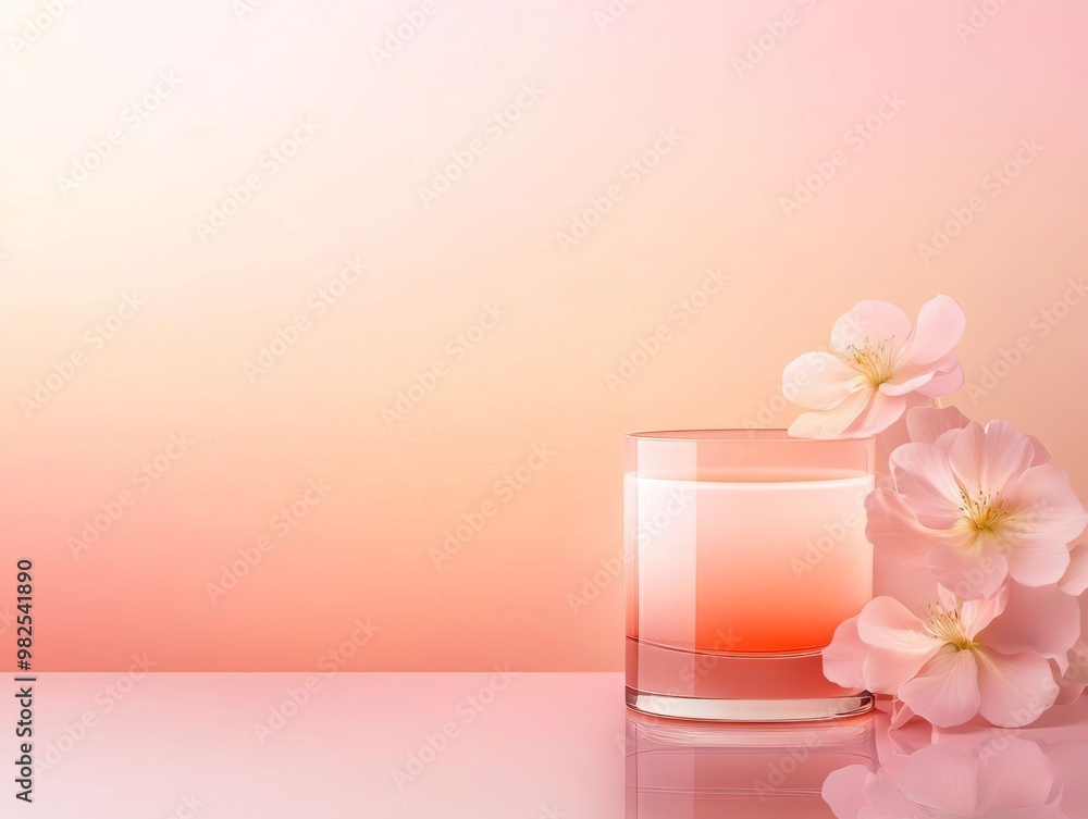Poster serene gradient of pale peach to warm pink with delicate textures for a calming and inviting atmosph