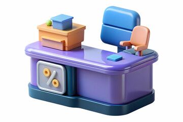 3D Glossy Business Desk with Floating Coupon Codes - Modern Retail Promotion Design for Discounts & Special Offers, Isolated on White Background