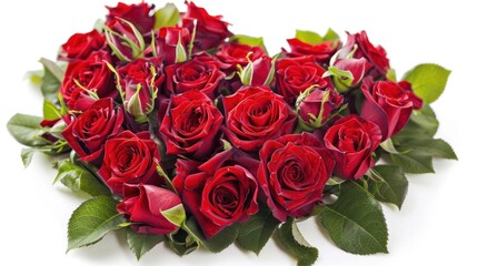 Obraz premium A bouquet of red roses arranged in a heart shape, symbolizing love and passion