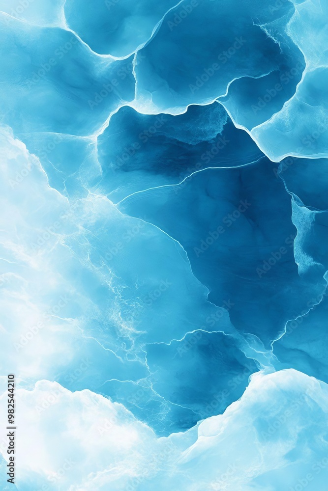 Poster serene gradient transition from pale teal to deep royal blue with subtle grain textures for elegant 