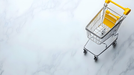 3D Elegant Border Frame with Shopping Cart & Invoice Icons | Professional Retail Promotion Design with Generous Copy Space