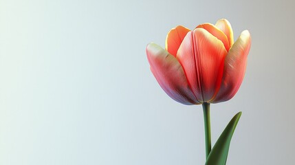 Fototapeta premium Vibrant 3D Render of Tulip with Intricate Petal Textures on Clean White Background