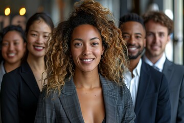Obraz premium A happy and smiling Multiracial Group Of Colleagues posing In The Office