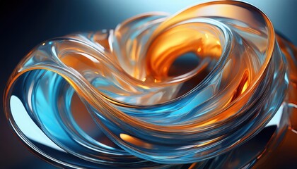 Vidro Futurista em Espiral com Reflexos em Azul e Dourado