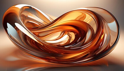 Espiral Futurista de Vidro Translúcido com Tons de Laranja e Castanho