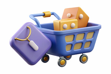 Isolated Shopping Cart and Sale Tag Icons - Modern Vector Design for E-Commerce Marketing and Retail Sales Promotions on White Background