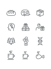 Dna genetic gene, Fan cooler portable, Fir firs tree forest, set of icons for web design, vector illustration