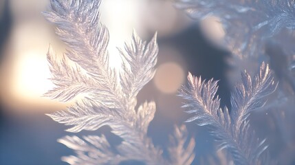 Close-Up of Intricate Frost Pattern on Winter Glass Surface