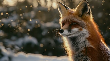 Un majestuoso zorro en un paraíso invernal.






