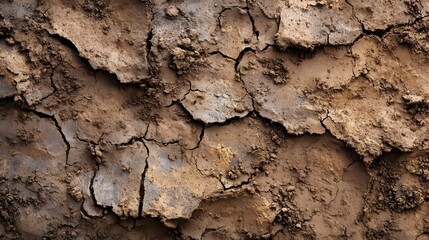 Fototapeta premium Close-Up of Cracked Clay Soil Texture in Natural Setting