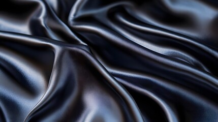 Obraz premium Close-Up of Luxurious Black Silk Fabric Texture
